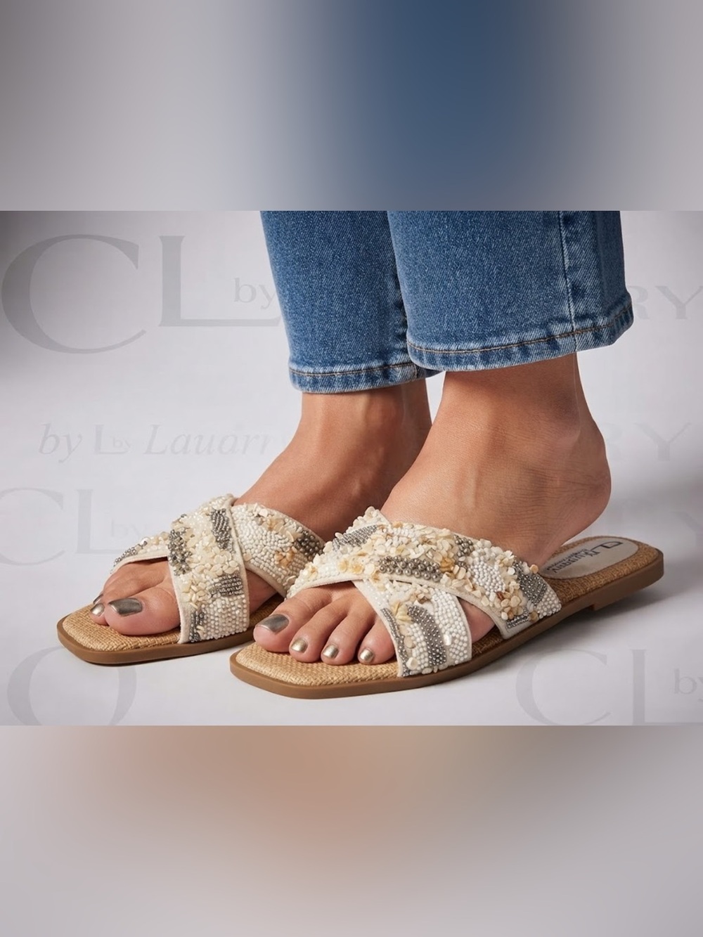 New CL by Laundry jeweled designer sandals sz 9 display